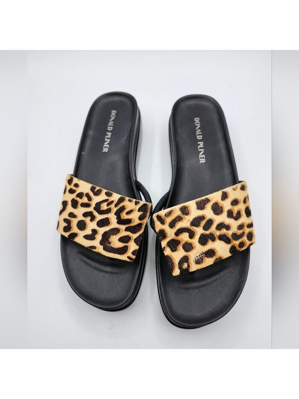 Donald J. Pliner Leather Real Fur Leopard Women's Sandals Sz 10